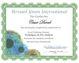 certificat BERNARD JENSEN